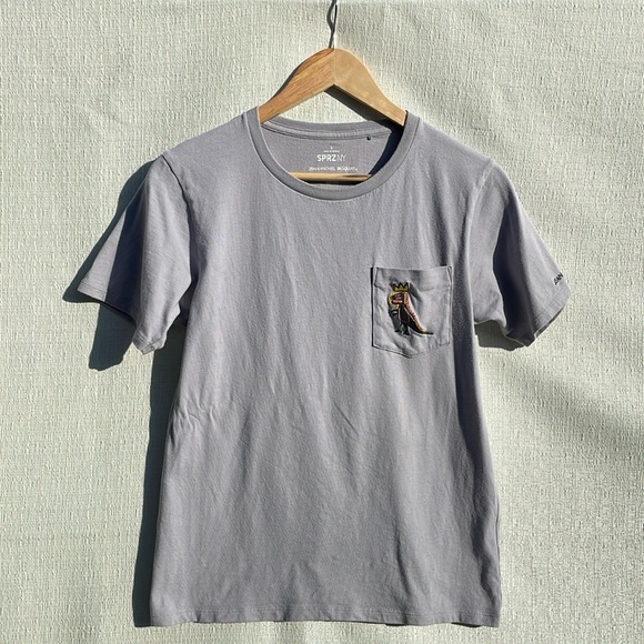SPRZNY Uniqlo X Jean Michel Basquiat Pocket Dino Art T-Shirt Gray Size Small - Picture 1 of 7